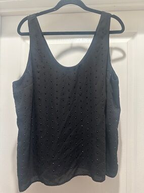 Black Beaded Scoop Neck Tank Top